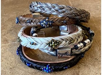 Grouping Of 5 Horsehair Bracelets With Sterling & Beadwork