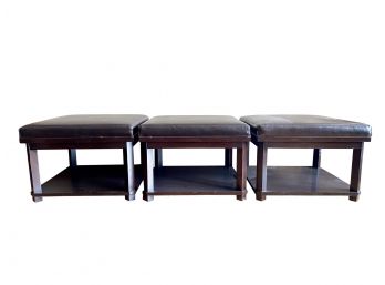 3 Leather Mission Style Benches