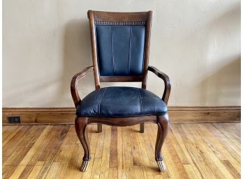 Faux Leather And Wood Armchair