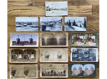 A Nice Collection Of Antique Postcards And Viewfinder Slide Cards