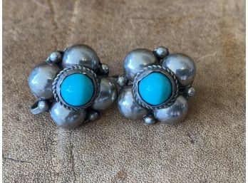 Vintage Made In Mexico Sterling Silver Earrings With Screw Backs