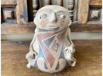 Casa Grande Historic Pueblo Polychrome Vase With Man Figure