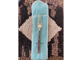 A Small Sterling Silver Pickle Fork From Tiffany & Co With Blue Tiffany Cloth Bag