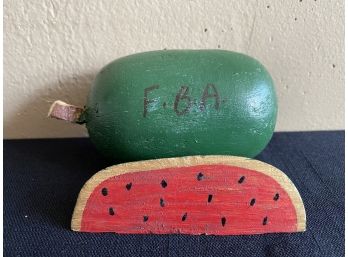 Signed Wood Watermelon Folk Art
