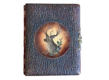 A Nice Antique Album With Elk Celluloid Design Includes Tintypes And Cabinet Cards