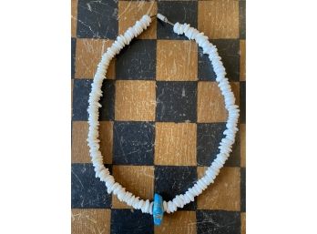 White Shell Necklace With Turquoise