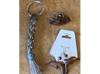 Horsehair Key Ring And Bakelite Cuff Links