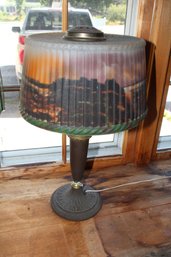 REVERSED PAINTED TABLE LAMP