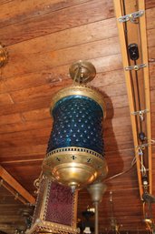 BLUE HOBNAIL HALL LAMP