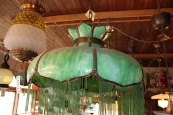 SLAG GLASS HANGING CHANDELIER