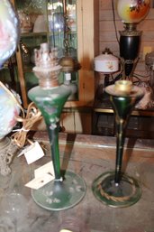 GREEN GLASS TABLE LAMPS