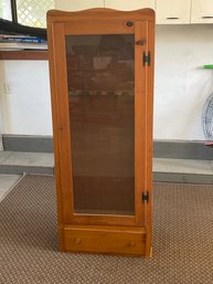 Wooden & Glass 6 Gun Display Cabinet With Drawer.