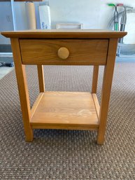 Solid Oak Side Table, Needs Refinishing, Top & Lower Shelf Stained