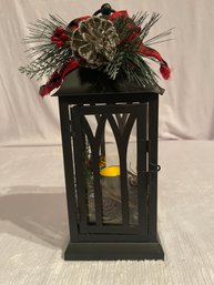 One Of A Kind Crafted - Christmas Lantern With Batt Operated Votive Inside
