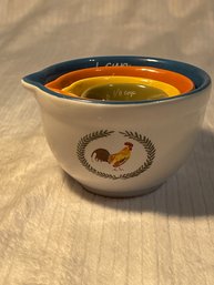 Ceramic Multicolor Tuscan Kitchen Measuring Bowls Set Of 4 Rooster