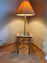 Vintage Coastal Bamboo, Ratten Table With Lamp