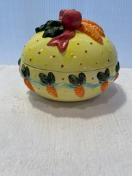 Vintage Pottery Covered Easter Egg Casserole Or Candy Dish