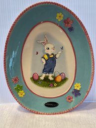 RADKO 2012 Celebrations Egg Shaped Easter Plate Handcrafted Rare Boy Bunny
