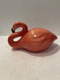 1980's Ceramic Pink Flamingo Piggy Bank Bird 7'4'