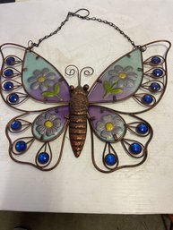 Colorful Glass And Metal Butterfly Wall Art Decor
