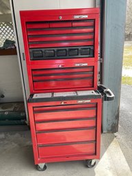 Sears Craftsman 3 Tier Chest Of Draws Rollaway Tool Box / Can Separate Into 2 Sections To Move