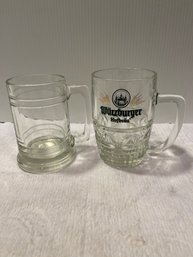 2 Misc. Glass Beer Mugs