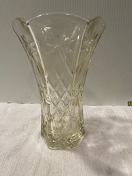Vintage Anchor Hocking Prescut Star Of David Clear Glass Vase-Tall!