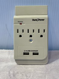 Dura Power 300 Joules Surge Protector Tap 3-Outlets 2 USB Ports New In Package