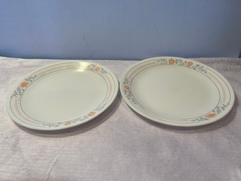 2 - Vintage Corelle By Corning Apricot Grove 10 1/4' Large Dinner Plate Peach & Blue