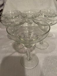 6 Glasses Clear Glass Bar Drink Set Martini Applied Handle