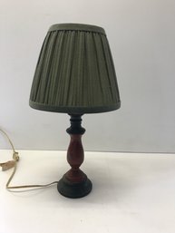 Vintage Side Table Lamp With 2 Tone Base, Dark Green Shade