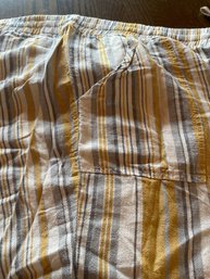 3X - Women's Land N Sea Blue White & Gold Striped Beach Pants W/ Elastic Waist