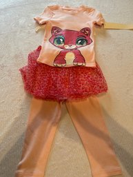 4T- Pink Cat 3 Piece Outfit
