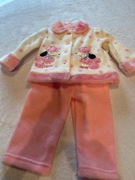 New - 3/6 Months - Pink & White Soft Outfit With Poodles