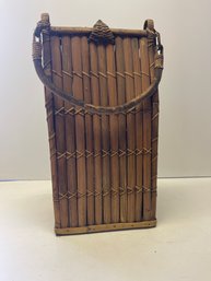 Vintage Bamboo Basket Bottle Wine Carrier