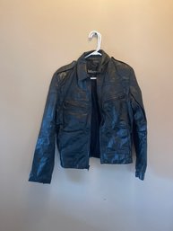 Size 40 - Vintage Wilson Leather Moto Rocker Aged Black Crop Leather Jacket