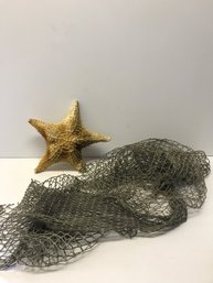 Large Dried Starfish, Fish Pole And Netting