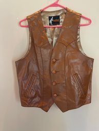 Leather Vest Mens Vagabond Leathers Sz 38 Gorgeous V Front