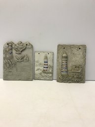 3 Nantucket Light House Plaques, Need A Good Cleaning
