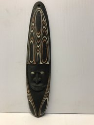 Tribal Head Wall Hanging, Hand Carved & Painted