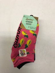 6 Pair Of Ladies Verbiage Low Cut Socks , Size 4-10, New, Multi Color