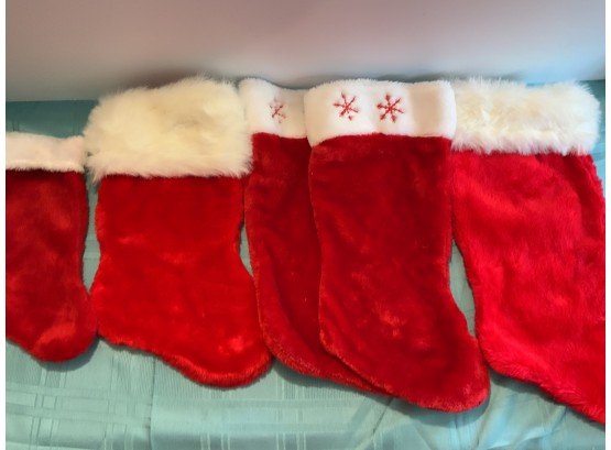 Lot Of 5 Christmas Stockings -some New Some Gently Used