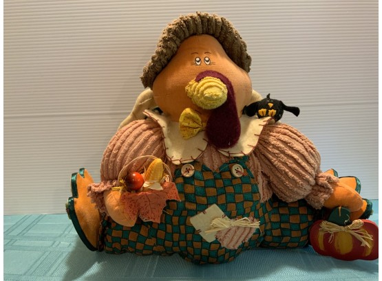 Weighted Plush Turkey With Wooden Feet -gently Used -12 1/2 Inches H