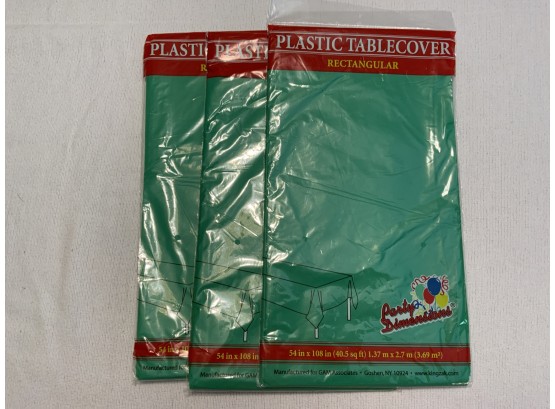 3 Plastic  54x108 Table Cloths -green-new