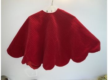 Red Scalloped Edge Velor Christmas Tree Skirt