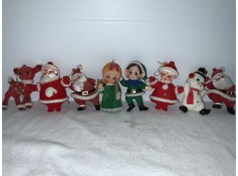 Vintage Flocked Velvet Christmas Ornaments, Some With Slight Flaws..very Loved