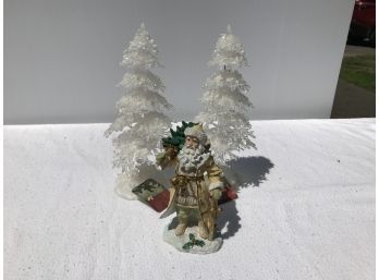 Vintage Figurine With 2 Acrylic Trees, New With Tags