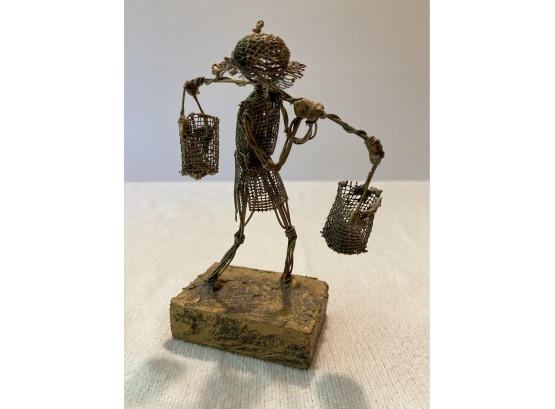 Eclectic Art Piece, Man With Pole & Baskets