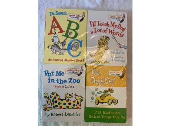 4 Carboard Page Dr. Seuss Books, 4 New In Plastic