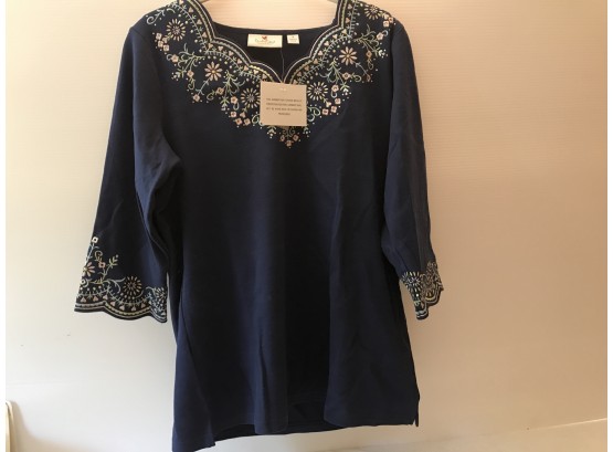 Beautiful Embroidered Womans Shirt, Size S, New